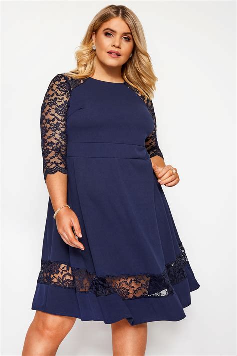 navy lace skater dress